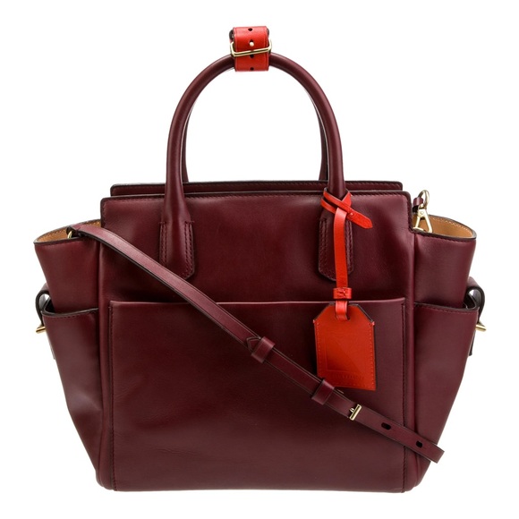 Reed Krakoff Handbags - REED KRAKOFF Mini Atlantique Burgundy Red Orange Colorblock Leather Satchel Tote